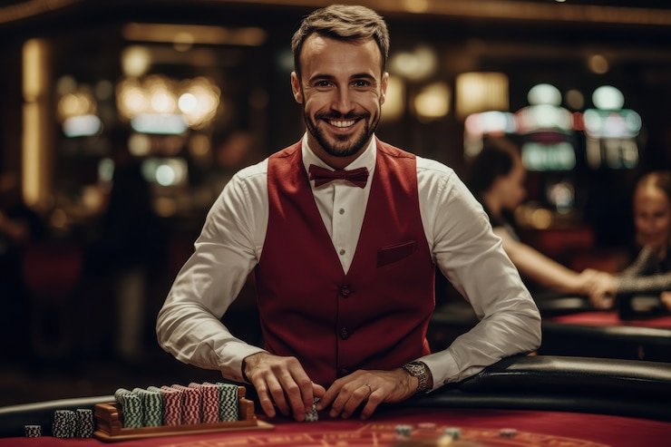 Live baccarat table with HD multi-camera feed showing dealer cards and player interface on mobile phone